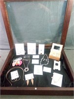 Mostly NEW Costume Jewelry Lot. Display Case Not