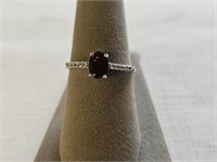 Sterling Silver with Ruby Stone Ladies Ring