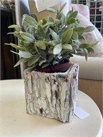 Faux Plant in Wood Planter