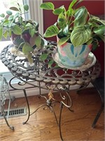 Table with Two House Plants