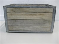 18.75"x 11"x 13" Wood Dairy Crate W/ Burlap Sack