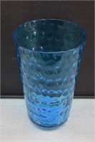 Vintage Art Glass Blue Dot Vase