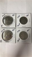 1974 & 1975 Canadian Silver Dollars And 50 Cent Co