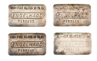 Four 10 Ounce Engelhard Silver Bars