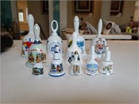 14 Mixed mostly Canadian souvenir bells. Dining Ro