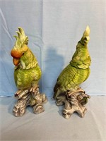 Vintage Andrea 11" Bisque Cockatiel Statues