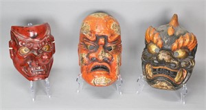 3 Japanese Noh Masks