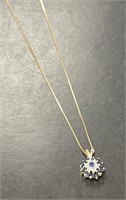 14 KT Chain & 10 KT Diamond/Sapphire Pendant
