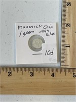 Masonic Coin One Gram .999 Silver