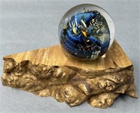 Josh Simpson Signed Art Glass Marble Paperweight