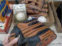 Baseball gloves, balls