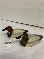 (2) Dan Brown Wooden Duck Decoys 1973