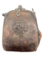 Antique Leather Purse 6” x 7.5” (no strap)