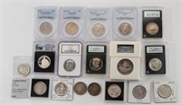 18 Silver and / or Graded U.S. Half Dollars