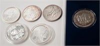 Six .999 Silver One Ounce Rounds
