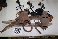 Horse Hames, Wall Sconces, and Wagon Hub