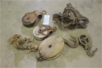 (5) Vintage Barn Pulleys