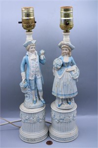 Colonial Figurine Lamps-Made in Japan