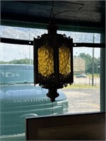 Vintage Slag Glass Gothic Hanging LIght