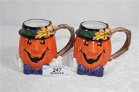 Set of 2 Fitz & Floyd Pumpkin Mugs