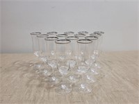(14) Silver Rim Wine Glasses