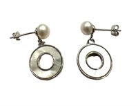 Sterling Silver Mother of Pearl Dangle Earrings