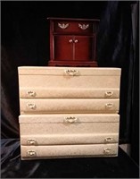 Three Vintage jewelry boxes, two matching 16 x