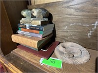 6 Books W/ 2 Idaho Potatoes Bank, 1 Sculpted Snake