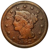 1852 Braided Hair Large Cent NICELY CIRCULATED