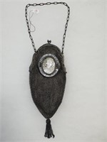Vintage mesh purse w/ cameo - pendant