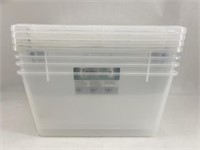 4 Insta View Tubs With Lids, 21 x 10 x 12 in