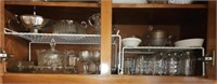 Shelf lot of misc glassware cups and more