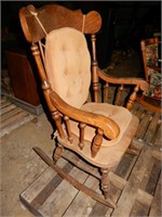 Pine Spindel Back Rocker With Cushions