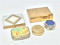 4 Makeup Compacts and 1 Pill Box
