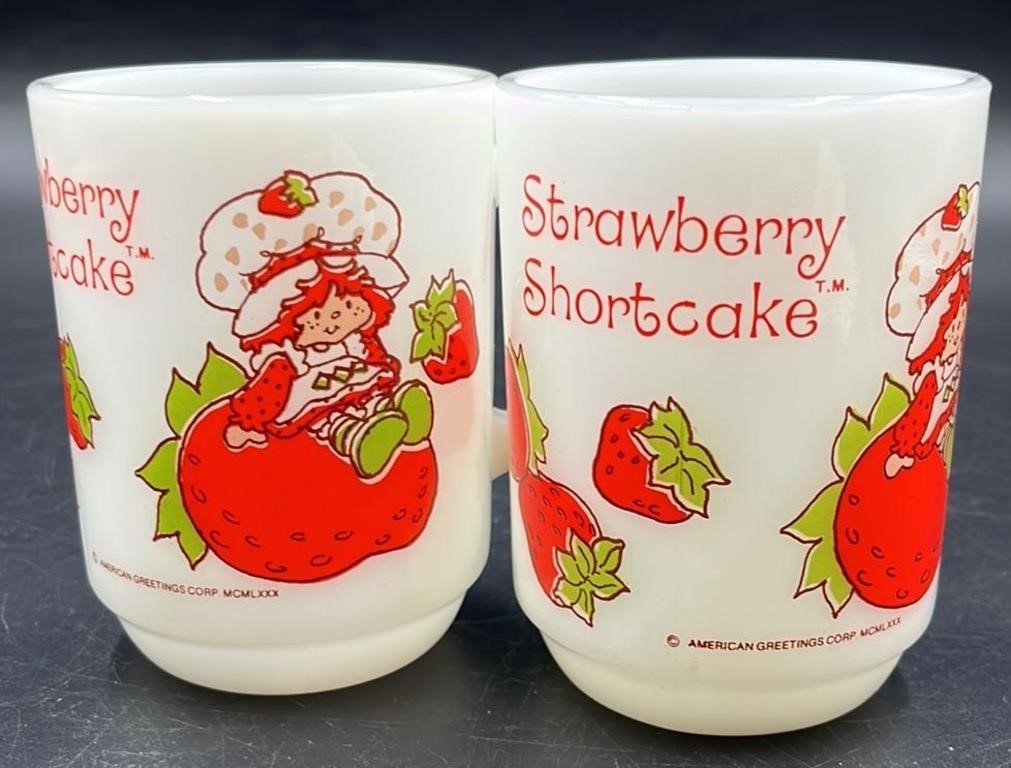 2 Anchor Hocking Strawberry Shortcake Mugs