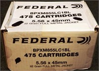 (475) Rounds 5.56mm FMJ Federal Ammunition