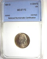 1991-D Nickel MS67 FS LISTS $3000