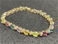 14K Bracelet with Multi Colored Stones