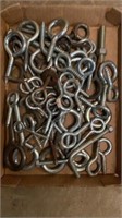 Box Lot of Different Size Screw Eye Hooks