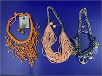 (3) Costume jewelry Necklace and earring sets