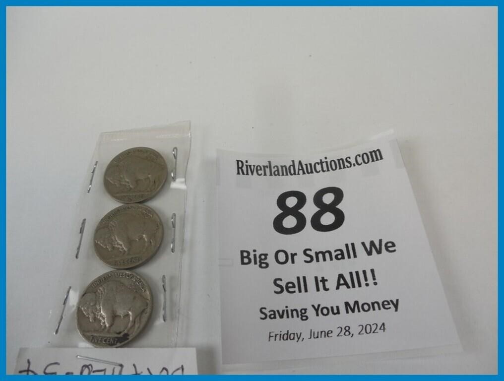 QTY 3 BUFFALO NICKELS - 1-1936 - 2- 1937