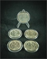 5 Morgan Silver Dollars BU