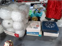 White Ornaments & Variety of Drink Coasters