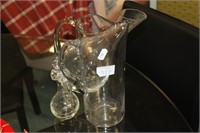 Quality glass jug, carafe and oil bottle.