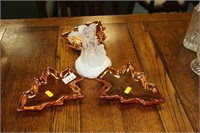 3 tree shaped nut dishes and angel