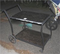 Vintage cast metal and glass tea serving cart