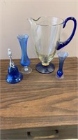 Set of 4 Cobalt blue glass