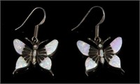 Opal and Sterling Silver Butterfly Earrings