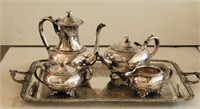 Wilcox Beverly Manor Tea Set Silverplated
