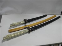 Three Stainless Steel Novelty Katana Swords